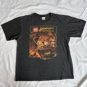 100% Cotton Lego Indiana Jones Faded Black Men’s Graphic T-Shirt